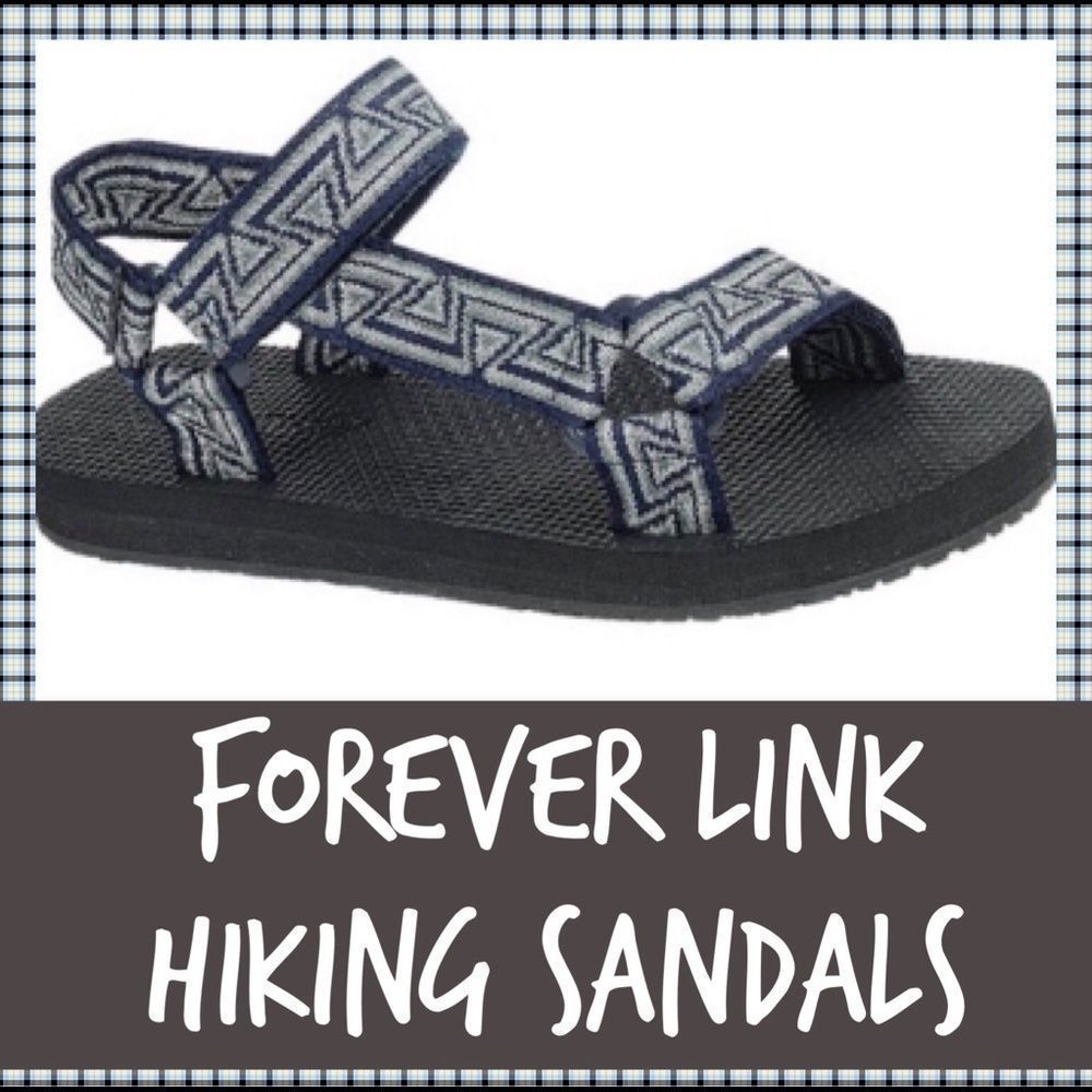 NWT, Forever Link Women’s Hiking Sandals w/Blue and Grey Geometric Design